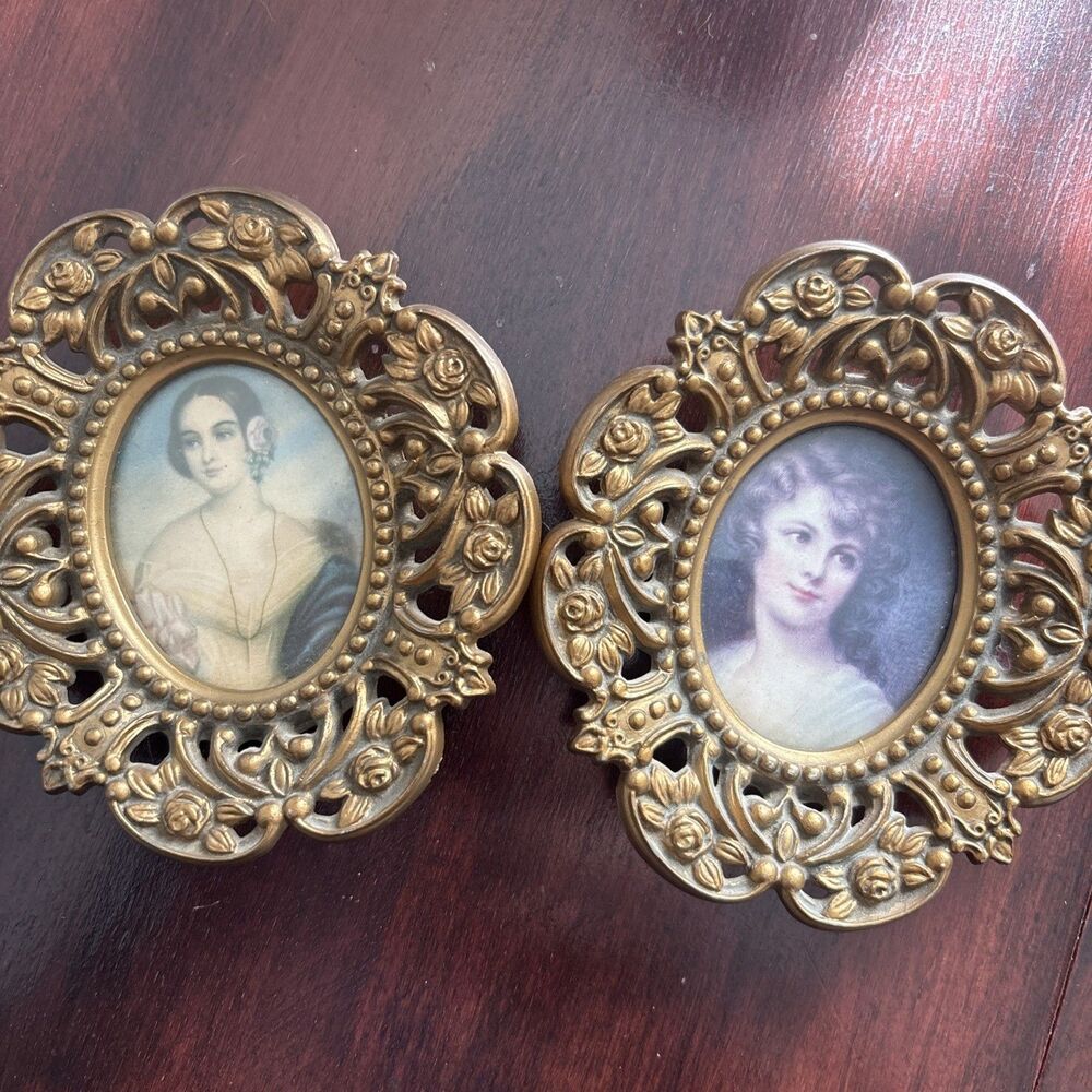 Vintage Cameo Creations Dual Portraits, Convex Glass, Made In France